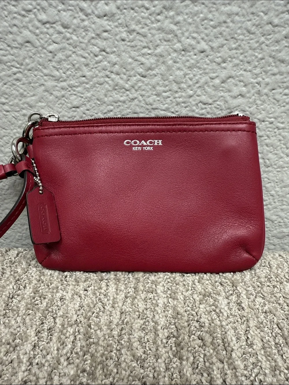Coach Red Leather Wristlet Clutch